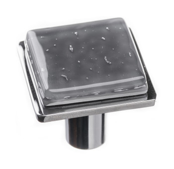 Sietto, Geometric, 1 1/4" Square Knob, Slate Grey on Square Polished Chrome