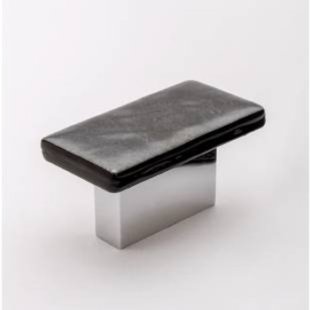 Sietto, Skyline, 2" Rectangle Knob, Irid Black with Polished Chrome Base