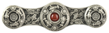 Notting Hill, Jewels, Jeweled Lily, 3" Straight Pull, Antique Pewter with Red Carnelian Natural Stone