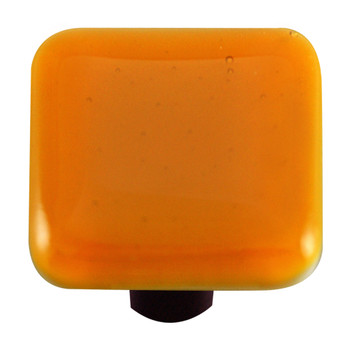 Aquila Art Glass, Solids, 1 1/2" Square Knob, Medium Amber