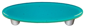 Aquila Art Glass, Solids, 3" Oval Straight Pull, Turquoise Blue