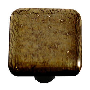 Aquila Art Glass, Metallic, 1 1/2" Square Knob, Gold Irid