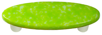 Aquila Art Glass, Granite, 3" Oval Straight Pull, Spring Green and White