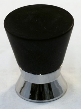 Cal Crystal, Athens, Polyester Cone with Solid Brass 25mm Knob, Black, shown in Polished Chrome