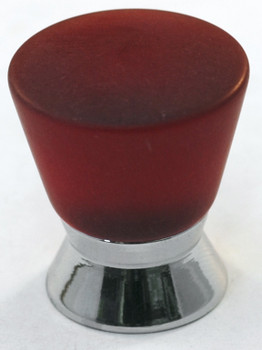 Cal Crystal, Athens, Polyester Cone with Solid Brass 25mm Knob, Red, shown in Polished Chrome