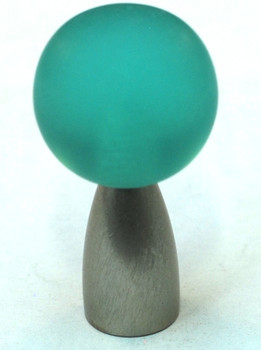 Cal Crystal, Athens, Polyester with Solid Brass 22mm Ball Knob, Turquoise, shown in Satin Nickel