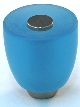 Cal Crystal, Athens, Polyester with Solid Brass 29mm Button Knob, Light Blue, shown in Satin Nickel