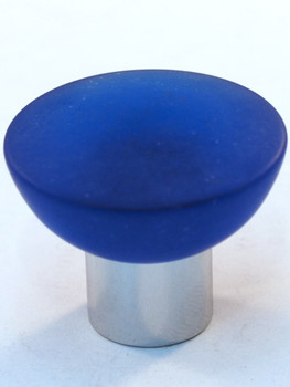 Cal Crystal, Athens, Polyester with Solid Brass Flat 33mm Knob, Blue, shown in Polished Chrome