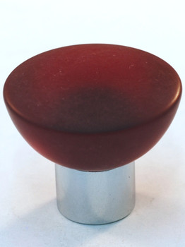 Cal Crystal, Athens, Polyester with Solid Brass Flat 33mm Knob, Red, shown in Polished Chrome