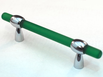 Cal Crystal, Athens, Polyester with Solid Brass Pull, Adjustable Drill Center, Green, shown in Polished Chrome