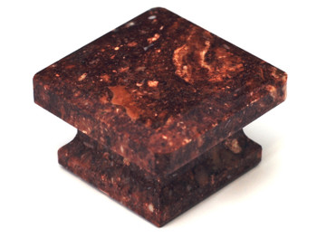 Cal Crystal, Marble, 1 5/8" Square Knob, Red Marble