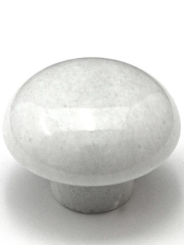 Cal Crystal, Marble, 1 5/8" Mushroom Knob, White Marble