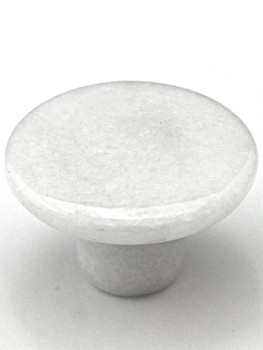 Cal Crystal, Marble, 1 1/2" Flat Top Knob, White Marble