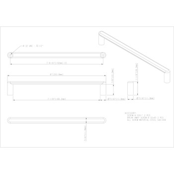 Elements, Gibson, 7 9/16" (192mm) Straight Pull, Satin Nickel - technical