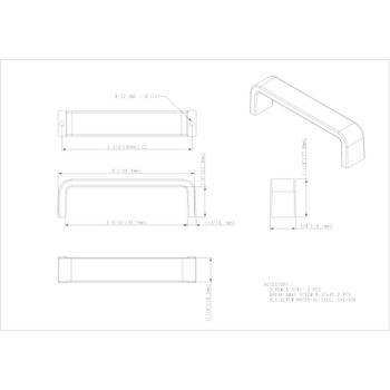 Elements, Asher, 3 3/4" (96mm) Straight Pull, Matte Black - technical