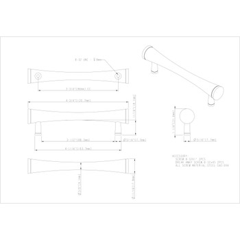 Elements, Sedona, 3 3/4" (96mm) Bar Pull, Matte Black - technical