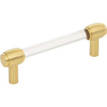 Jeffrey Alexander, Carmen, 3 3/4" (96mm) Bar Pull, Clear with Brushed Gold