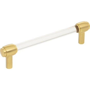 Jeffrey Alexander, Carmen, 5 1/16" (128mm) Bar Pull, Clear with Brushed Gold