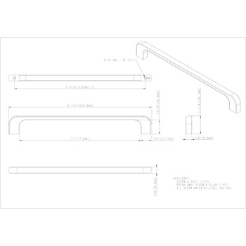 Jeffrey Alexander, Alvar, 7 9/16" (192mm) Straight Pull, Matte Black - technical