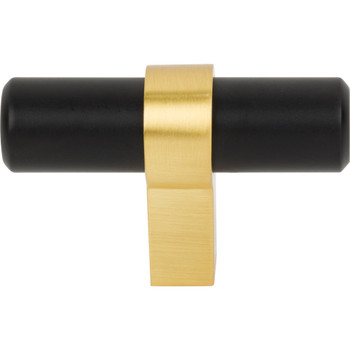 Jeffrey Alexander, Key Grande, 2" Length Knob, Brushed Gold with Matte Black - alt view 1