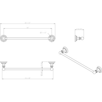 Elements, Fairview, 18" Single Towel Bar, Brushed Oil Rubbed Bronze - technical