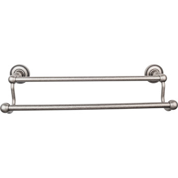 Top Knobs, Edwardian Bath, 18" Double Towel Bar Beaded Backplate, Antique Pewter