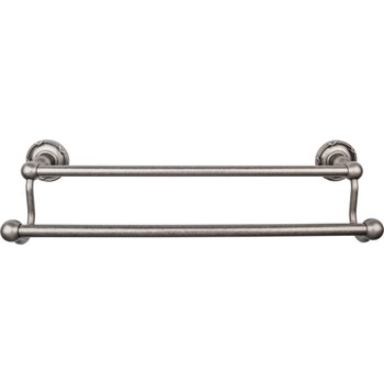 Top Knobs, Edwardian Bath, 18" Double Towel Bar Ribbon Backplate, Antique Pewter