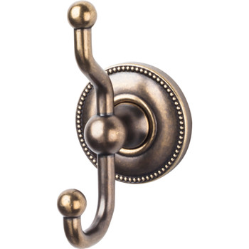 Top Knobs, Edwardian Bath, Double Hook Beaded Backplate, German Bronze