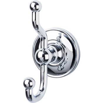 Top Knobs, Edwardian Bath, Double Hook Plain Backplate, Polished Chrome