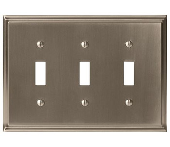 Amerock, Mulholland, 3 Toggle Wall Plate, Satin Nickel