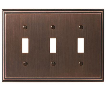 Amerock, Mulholland, 3 Toggle Wall Plate, Oil Rubbed Bronze