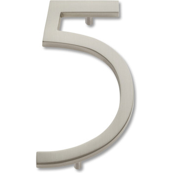 Atlas Homewares, Modern Avalon, Number 5, Small House Number, Brushed Nickel