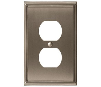 Amerock, Mulholland, 1 Receptacle Wall Plate, Satin Nickel