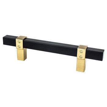 Berenson, Rivet Rebel, 3 3/4" (96mm) Bar Pull, Matte Black and Modern Brushed Gold