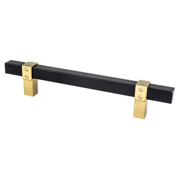 Berenson, Rivet Rebel, 5 1/16" (128mm) Bar Pull, Matte Black and Modern Brushed Gold