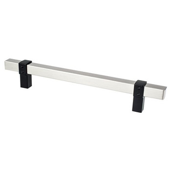 Berenson, Rivet Rebel, 6 5/16" (160mm) Bar Pull, Brushed Nickel and Matte Black