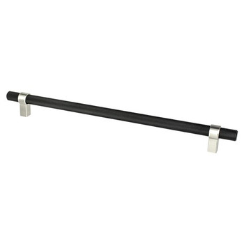 Berenson, Radial Reign, 12" (305mm) Bar Appliance Pull, Matte Black and Brushed Nickel