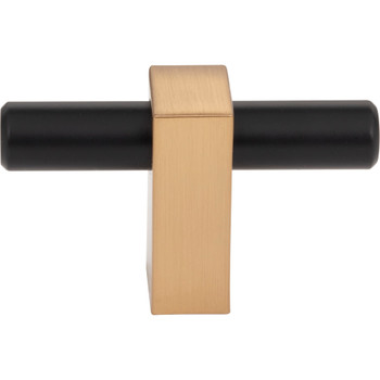 Jeffrey Alexander, Larkin 2, 2 3/8" Pull Knob, Matte Black with Satin Bronze - alt image 1