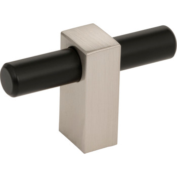 Jeffrey Alexander, Larkin 2, 2 3/8" Pull Knob, Matte Black with Satin Nickel