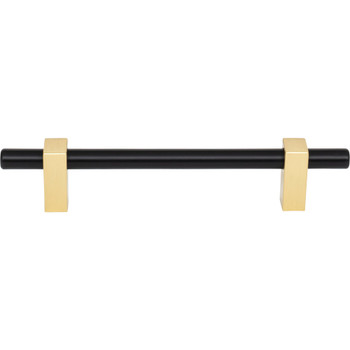 Jeffrey Alexander, Larkin 2, 3 3/4" (96mm) Bar Pull, Matte Black with Brushed Gold - alt image 1