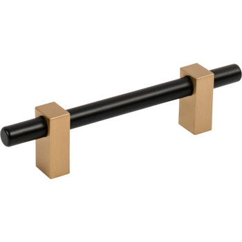 Jeffrey Alexander, Larkin 2, 3 3/4" (96mm) Bar Pull, Matte Black with Satin Bronze