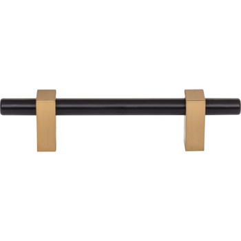 Jeffrey Alexander, Larkin 2, 3 3/4" (96mm) Bar Pull, Matte Black with Satin Bronze -alt image 1