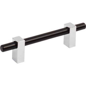 Jeffrey Alexander, Larkin 2, 3 3/4" (96mm) Bar Pull, Matte Black with Polished Chrome