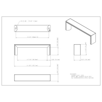 Elements, Walker 1, 3 3/4" (96mm) Straight Pull, Satin Bronze - technical