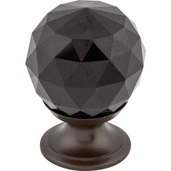 Top Knobs, Additions Crystal, 1 1/8" Round Knob, Black Crystal w/ Oil Rubbed Bronze