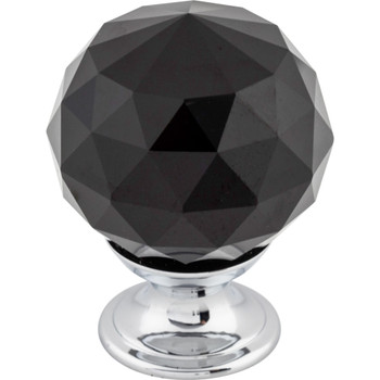 Top Knobs, Additions Crystal, 1 3/8" (35mm) Round Knob, Black Crystal w/ Polished Chrome