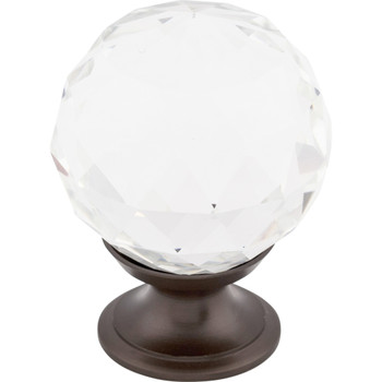 Top Knobs, Additions Crystal, 1 3/8" (35mm) Round Knob, Clear Crystal w/ Oil Rubbed Bronze