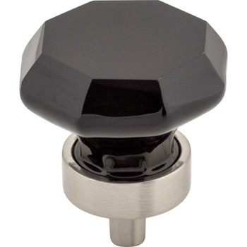 Top Knobs, Additions Crystal, 1 3/8" (35mm) Octagon Knob, Black Crystal w/ Brushed Satin Nickel