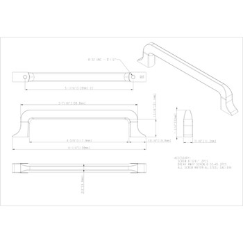 Jeffrey Alexander, Callie, 5 1/16" (128mm) Straight Pull, Matte Black - technical