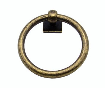 Buck Snort Lodge, Traditional 1 15/16" Ring Pull, Brass Oxidized